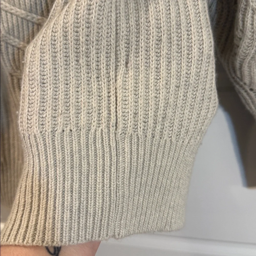 Intermix Off The Shoulder Cream Knit Wool cashmere Blend Chunky Sweater